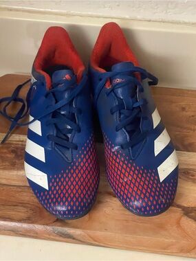 adidas Kids Blue & Red Soccer Cleats with White Stripes
